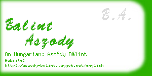 balint aszody business card